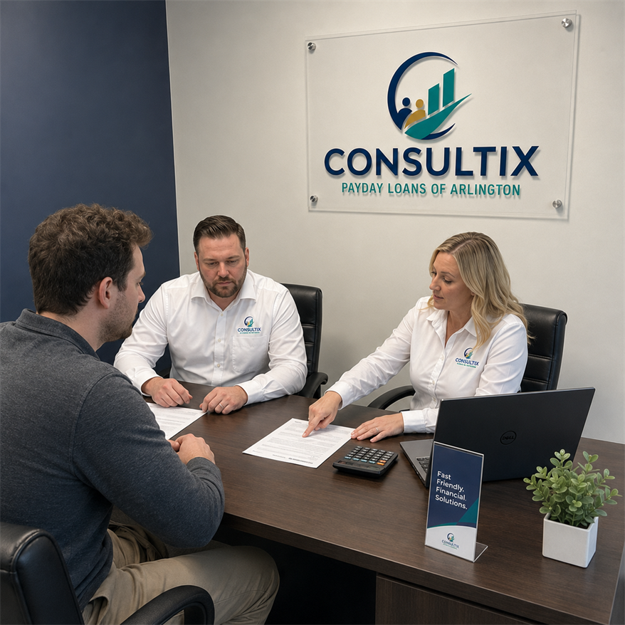 Advisor reviewing financial documents with a client in a consultation office